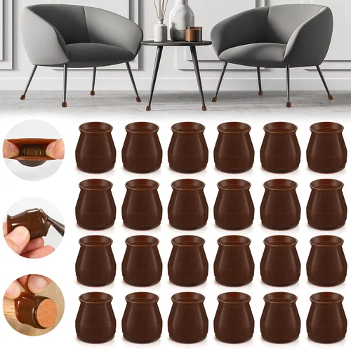 Miniatura 44 de 24 piezas de protectores de piso de silicona extra pequeños para patas de silla para pisos de madera dura, fundas engrosadas de goma para patas