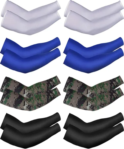 Miniatura 13 de Mudder 8 Pairs UV Sun Protection Cooling Arm Sleeves for Men Women Youth Silk Compression Arm Cover Breathable Outdoors Sport Camouflaje