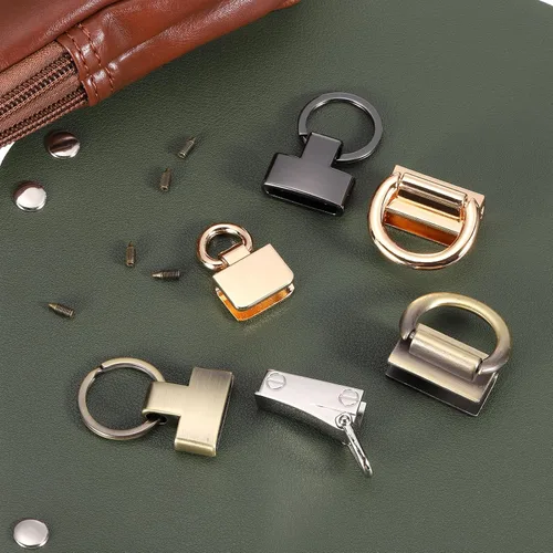 Miniatura 5 de uxcell Accesorios para llavero con llavero y anillo para bolso de mano para llavero de automóvil, cordón colgante Tono plateado