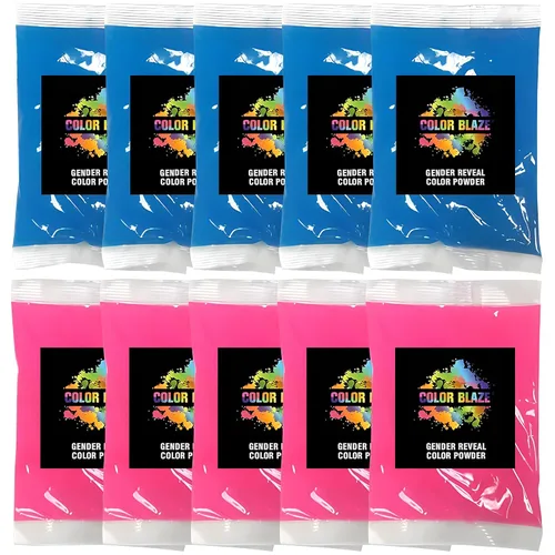 Miniatura 11 de Color Blaze Paquetes de polvo de color para revelación del género del bebé, 2.65 oz cada uno, 10 paquetes de polvo de color azul para niños
