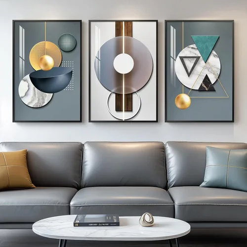 Miniatura 30 de Arte de pared moderno enmarcado en blanco y negro, 3 piezas de impresiones contemporáneas grandes para paredes, juego de 3 imágenes de hojas doradas