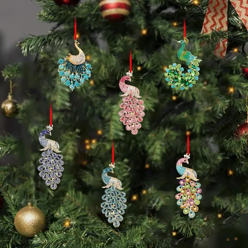 Miniatura 7 de SICOHOME Adornos de Navidad de pavo real, adornos de pavo real verde azulado para colgar en el árbol de Navidad, adornos de Navidad, decoraciones