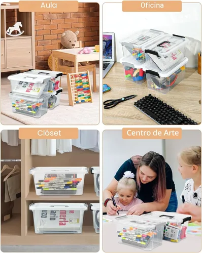 Miniatura 6 de EOENVIVS Contenedores de Almacenamiento de Plástico con Tapas Paquete de 6 Organizador de Almacenamiento, Contenedores de Almacenamiento Apilables