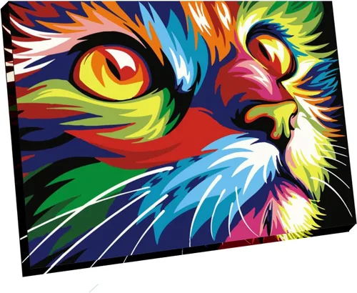Newsight Pintura por Números para Adultos y Niños y Principiantes Kits de Regalo de Pintura Acrílica DIY (Gato de Color Enmarcado, 12" An x 16 L)