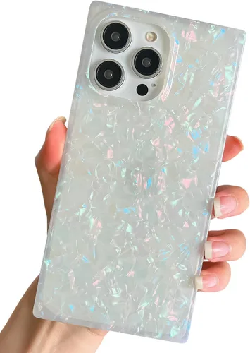 Miniatura 25 de Funda compatible con iPhone 14 Pro con borde rectangular, bonita funda protectora de lujo con pintura al óleo y flores para mujeres y niñas, funda