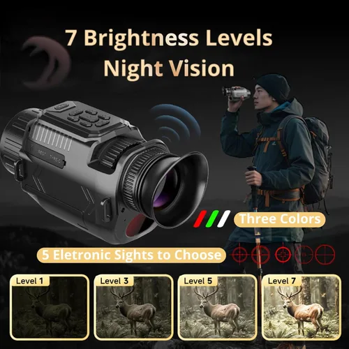 Miniatura 4 de Yoidesu Monocular de visión nocturna, telescopio monocular infrarrojo digital 4K 64MP, zoom digital 28X HD telescopio de alta potencia para la vida