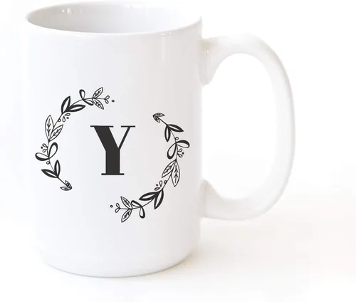 Miniatura 19 de The Cotton & Canvas Co. Botánico personalizado monograma inicial letra A taza de café porcelana cerámica taza de café para ella, para él