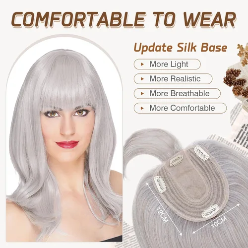 Miniatura 114 de Rich Choices Pelucas con topper de cabello para mujeres, cabello humano real 100% Remy, sin flequillo, para mujeres con adelgazamiento en la parte