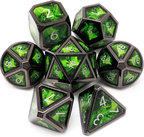 Miniatura 38 de Haxtec - Juego de dados de metal DND, dados poliédricos D&D compatibles con Dungeons and Dragons, regalo TTRPG, dados de metal bronce antiguo