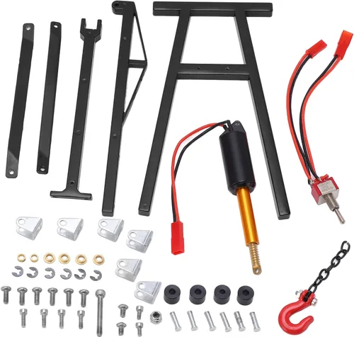 Miniatura 6 de Grúa de motor RC, colgador eléctrico modelo de coche grúa Jack universal para vehículos de control remoto a escala 1/8 1/10 (negro)