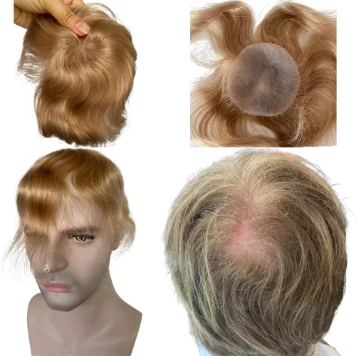 Miniatura 11 de Voloria Parche para el cabello calvo para hombres, 3.15 x 3.15 pulgadas, sistema de reemplazo de cobertura completa de piel de poliuretano