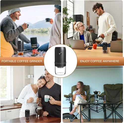 Miniatura 7 de Molinillo eléctrico portátil de granos de café, rebabas cónicas de cerámica mejoradas con 40 niveles externos ajustables finos a ajustes gruesos
