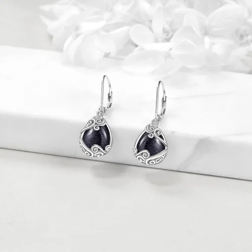Miniatura 44 de Aretes colgantes con forma de lágrima de filigrana de piedra lunar de plata de ley 925 con cierre de palanca para mujer, regalos de joyería