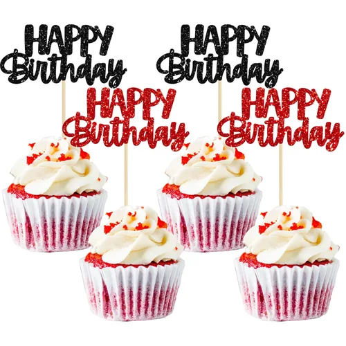 Miniatura 12 de Gyufise 24 piezas Adornos para pastel de cumpleaños con púas brillantes para magdalenas, para celebrar la decoración de pastel de fiesta temática