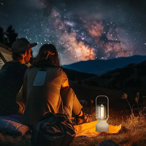 Miniatura 6 de Lámpara LED portátil retro, pequeña lámpara de mesa inalámbrica con interruptor táctil, luz nocturna regulable continua con puerto de carga USB