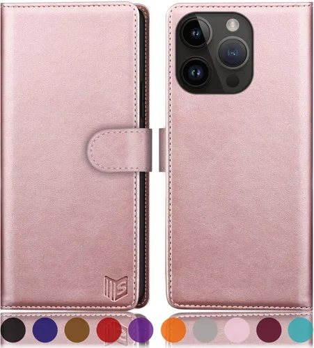 Miniatura 8 de SUANPOT Diseño para iPhone 15 Pro Max 6.7 pulgadas Funda tipo cartera con tarjetero de crédito RFID, funda de piel sintética para mujeres y hombres