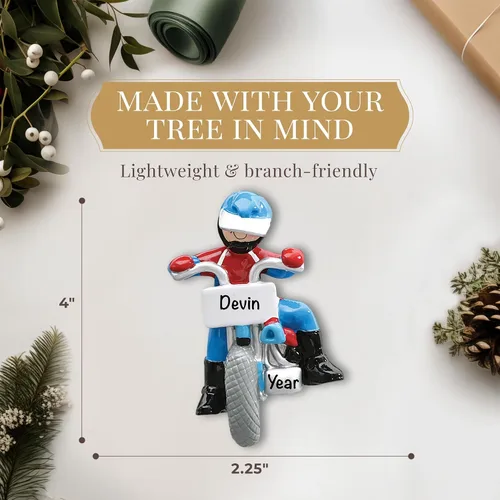 Miniatura 4 de Adorno personalizado de moto de cross 2026 Adornos de Navidad deportivos grabados con láser para árbol Regalo de recuerdo personalizado