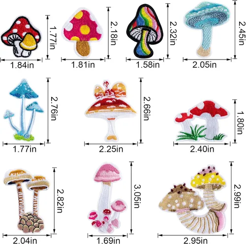 Miniatura 4 de PAGOW 10 parches de hongos para planchar para ropa, mini calcomanías de naturaleza para ropa, vestido, sombrero, pantalones, zapatos, cortina