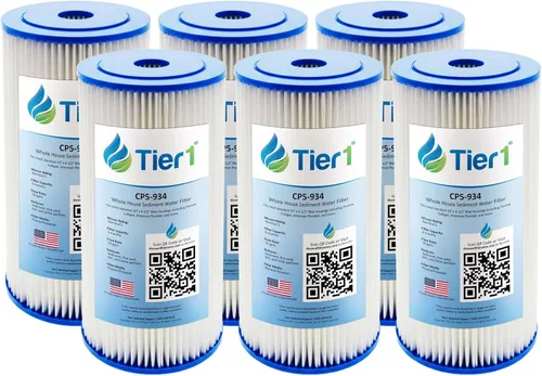 Tier1 Filtro de agua de 5 micras de 10 x 4.5 pulgadas | Cartucho de filtro de sedimentos de poliéster plisado para toda la casa | Reemplazo para