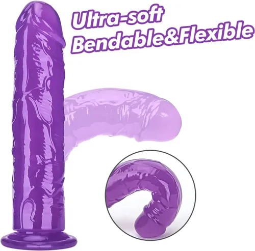 Miniatura 3 de Consolador de pene realista con base de succión de 9.84 pulgadas, punto G, polla flexible anal, juguetes sexuales para adultos, para principiantes