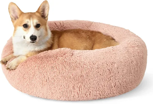 Miniatura 94 de Bedsure - Cama relajante para perro mediano, lavable, tipo dona, cama para gato, antideslizante, redonda, afelpada, mullida, de piel sintética