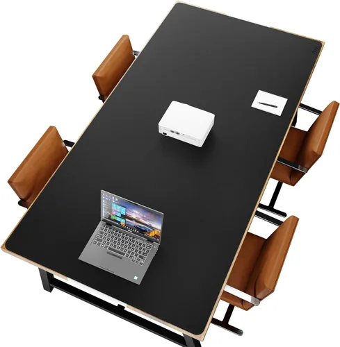 Miniatura 19 de Vyaaa Tapete de cuero para escritorio, 63" x 23.6" pulgadas, protector de escritorio de cuero, impermeable, extra grande, alfombrilla de mouse Negro