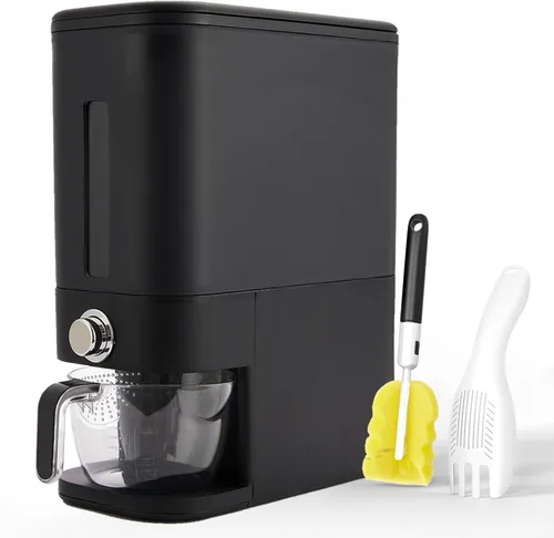 Dispensador de arroz 25 libras | Contenedor de almacenamiento de arroz 25 libras con esponja, cuchara y taza medidora | Contenedor de arroz