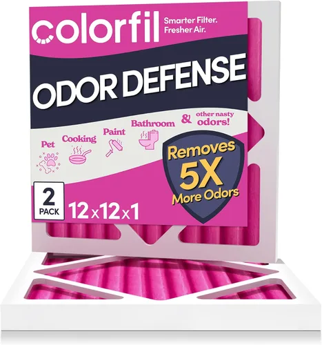 Colorfil - Filtro de aire de 12 x 12 x 1 pulgadas, filtros que cambian de color para olores de gatos y perros, filtro de aire acondicionado MERV 8