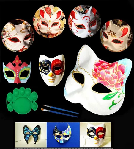 Miniatura 3 de Qavctw DIY White Masks Paper Cosplay Christmas Party Mask Unpainted Plain Craft Masquerade Masks