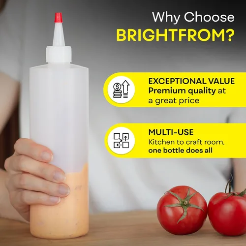 Miniatura 6 de BRIGHTFROM Botellas vacías de 16 onzas, paquete de 2 recipientes para chorro con parte superior roja, sin BPA para condimentos, jarabe, salsa