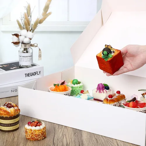 Miniatura 3 de Tudomro Paquete de 10 cajas para pasteles de 19 x 14 x 4 pulgadas, cajas de cartón para tartas, cajas rectangulares grandes, papel kraft sin ventana