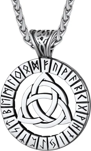 Richsteel Collar con colgante de triquetra de acero inoxidable con nudo celta para hombres y mujeres, amuleto de protección, joyería con talismán