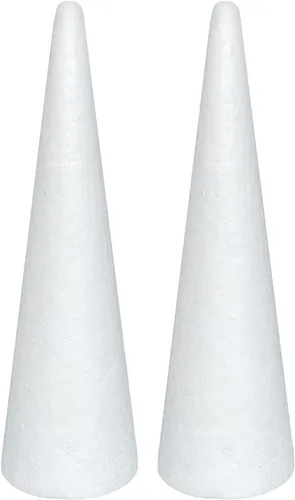 Crafjie Conos de espuma para manualidades y manualidades (4.1 x 13.6 pulgadas, paquete de 2), conos de espuma de árbol de Navidad de poliestireno