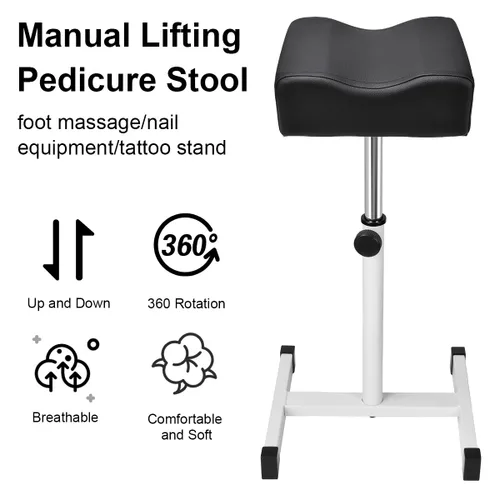 Miniatura 5 de FLOLXNB Reposapiés de manicura de pedicura, masaje de pies, manicura de uñas, taburete de belleza de altura ajustable para el hogar, salón de Negro