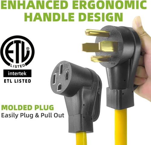 Miniatura 6 de Cable adaptador de cargador NEMA 14-30P a 14-50R EV, 125V/250V 30 Amp 4 clavijas de salida de secadora a 50 Amp EV/RV adaptador de conversión
