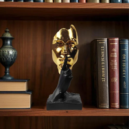 Miniatura 4 de Estatua del Pensador - Silencio es Oro - Figura de Arte Abstracto Decorativa - 30.5 cm de Alto No Oir No Ver No Hablar Esculturas de Resina Modernas