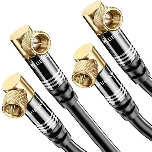 Miniatura 12 de Cable coaxial BlueRigger RG6 (1.5 pies, conector de 90° a conector de 90° con pin, chapado en oro, triple blindaje) – Cable coaxial de audio y video