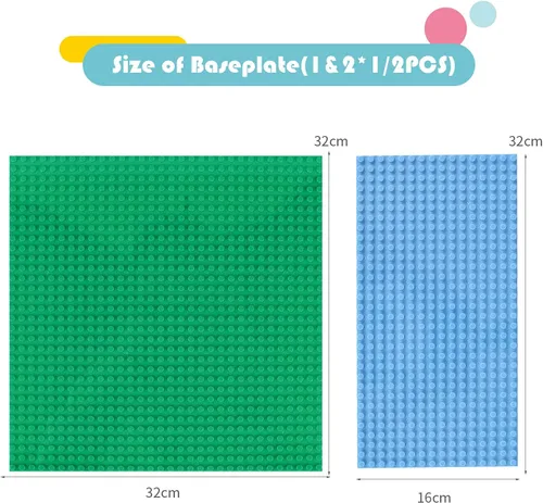 Miniatura 3 de Placas base clásicas compatibles con ladrillos y placas base, juego combinado de base de construcción de 10 x 10 pulgadas y 10 x 5 pulgadas, placas