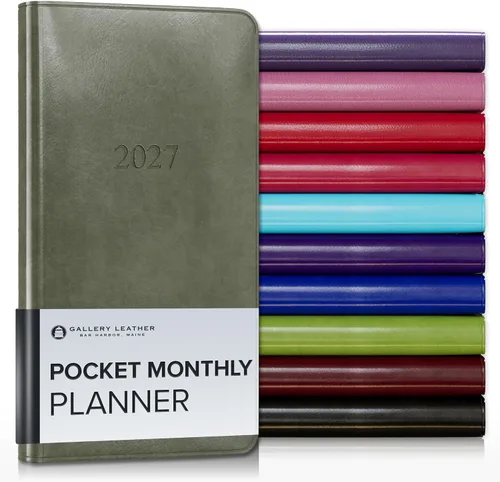 Miniatura 105 de Gallery Leather Agenda Mensual Grande 2025-2026, Elegantemente Encuadernada Planificador de Calendario y Cuaderno con Elegantes Bordes Dorados, 18
