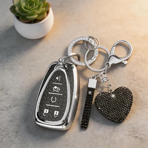 Miniatura 4 de Funda para llavero con llave de diamante en forma de corazón, funda para llave de coche compatible con Chevrolet Equinox Malibu Cruze Traverse