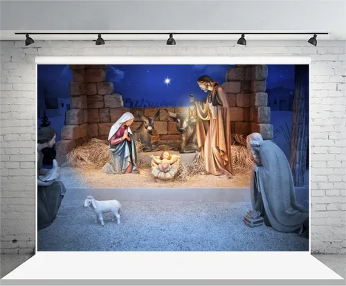 Miniatura 4 de Yeele Telón de fondo de 7 x 5 pies para fotografía de pesebre de pesebre de nacimiento, para niños, adultos, fotomatón de vinilo