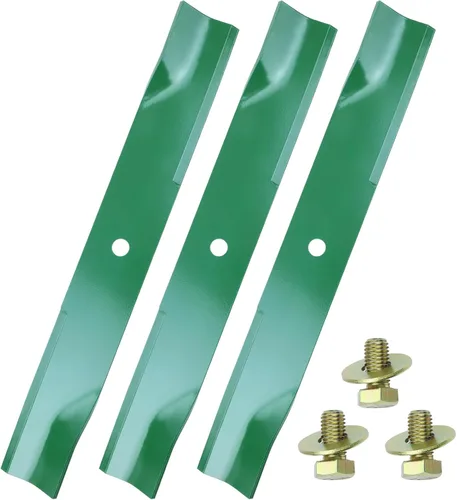 Miniatura 10 de GELASKA Paquete de 2 cuchillas 532138971 para cortacésped de alta elevación con pernos 532193003 – Compatible con cubiertas de cortacésped Craftsman