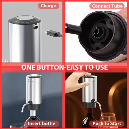 Miniatura 7 de Vinflow - Decantador eléctrico para vino, decantador de vino eléctrico recargable con vertedor, boquilla de aireador de vino medido con base y modos