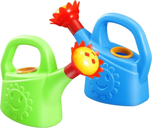 STOBOK Regadera de juguete para niños, 2 unidades, para jardinería, plástico con dibujos animados, para baño/arena, juguete para interiores y