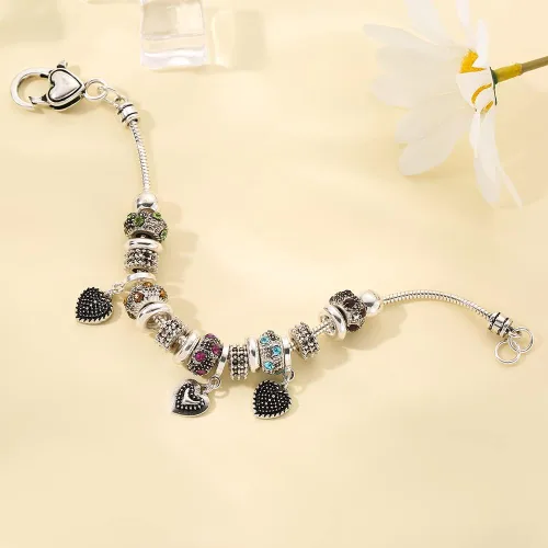 Miniatura 2 de ZMNNOPPAB Pulsera de cuentas de cristal de Murano con corazones de melocotón, pulsera de cuentas de cristal de Murano, regalo de cumpleaños