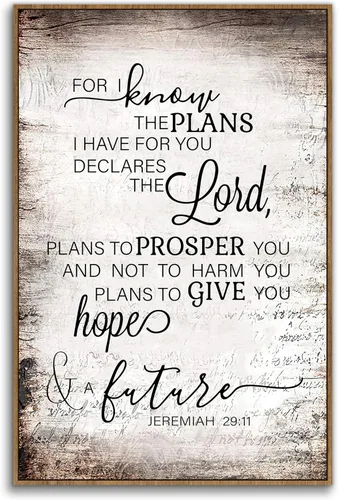 Miniatura 10 de PHAMTE Jeremías 29 11 - Arte de pared de Jeremías cristiano 29:11 For I Know The Plans I Have For You, arte de pared, versículo bíblico con texto