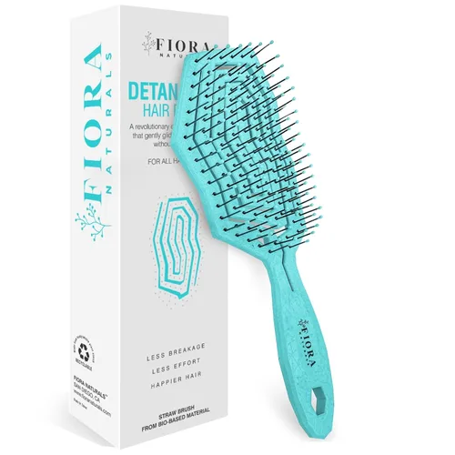 Miniatura 13 de Fiora Naturals Juego de cepillo desenredante bio-amigable, cepillo redondo y peine para mujeres - Todos los tipos de cabello: natural, fino y rizado