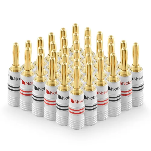 Miniatura 15 de Nakamichi Excel Series - Enchufes tipo banana chapados en oro de 24 quilates, calibre 18 AWG, tamaño de 0.157 in para altavoces, amplificador