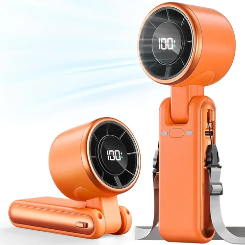 Miniatura 9 de Ventilador Portátil de Mano Turbo - 5 Velocidades Alta Velocidad 4000mAh Mini Ventilador de Mano Personal Recargable Sopla Aire Frío, Operado por