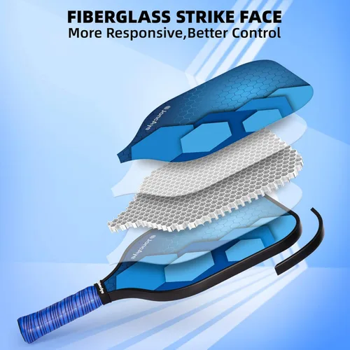Miniatura 2 de JoncAye Pickleball Paddles Set of 4 or 2, USAPA Approved Fiberglass Rackets with Outdoor Indoor Balls, Bag, Overgrip, Lightweight for Family, Azul